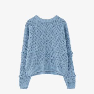 Women's Light Blue Open-Knit Sweater: Cozy & Chic for Every Day